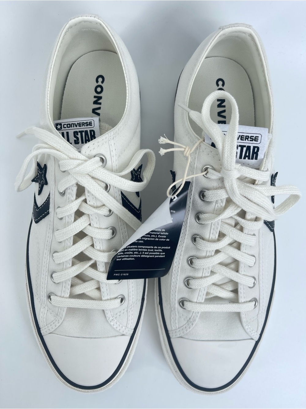 Converse Men’s White Low-Top Sneakers with Black Star Trim - Picture 2 of 7